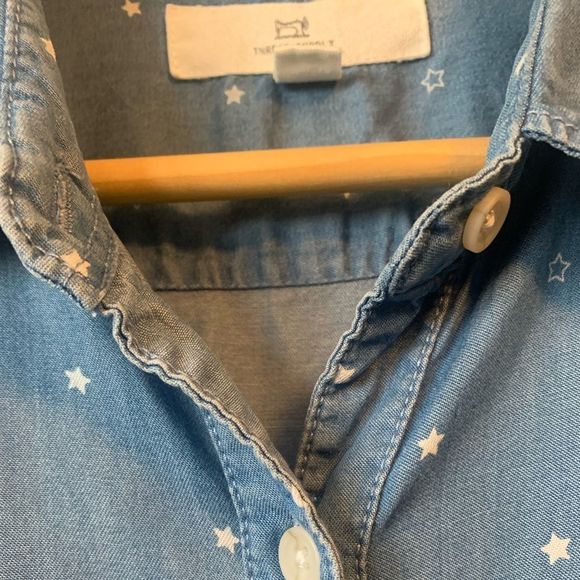 Thread & Supply Chambray Star Shirt Tencel Dress Sz Lg - Picture 5 of 12